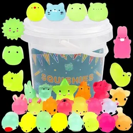 Christmas Toy 12 36PCS for Kids Kawaii Animals Squishies Mochi Squishy Toys Glow in The Dark Party Favors Stress Relief 231218