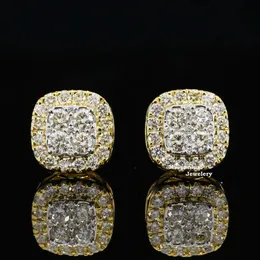 최고 품질 1.26 캐럿 라운드 컷 Moissanite Diamond Earrings in Yellow Gold Plated 925 Sterling Silver Stud Screw Back