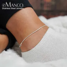 Anklets e-Manco Snake Chain Anklet Stainless Steel Adjustable Chain Ankle Gifts for Women Girls Jewelry AccessoriesL231219