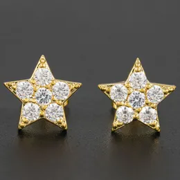 Hip hop completo zircon estrela studs brincos para homens mulheres novo estilo balançar brincos 18k ouro/platina banhado jóias atacado