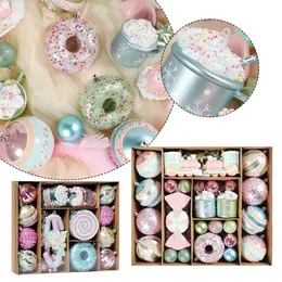 Dekorationen Weihnachtsdekorationen Weihnachten Macaron Eiscreme Donut Formen Kugel Ornament Weihnachtsbaum hängende Anhänger Home Party Navidad Christm