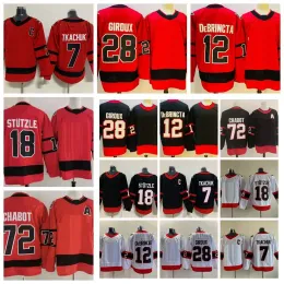 2023 Mens 28 Claude Giroux 하키 유니폼 12 Alex Debrincat 7 Brady Tkachuk 72 Thomas Chabot Jersey 18 Tim Stutzle 리버스 레트로 블랙 셔츠 79