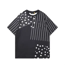 여름 패션 남성 여성 디자이너 Tees Apparel Tops Man T-Shirts 캐주얼 가슴 흑백 격자 무늬 스트라이프 프린팅 셔츠 의류 의류 폴로