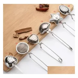 Coffee Tea Tools Stainless Steel Teas Tool Strainer Spoon Seasoning Infuser Star Shell Oval Round Heart Shape Teaware Drop Delivery Ho Dhaml