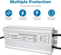 LED Driver 60W-800W Waterproof IP67 Power Supply 12V DC Transformer thinner and Durable Low Voltage Power Supply for LED Strip Lights LED