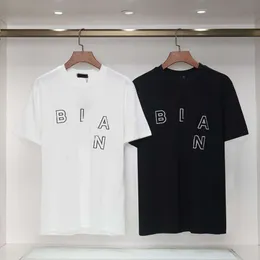 Designer de luxo balans clássico 2023 outono/inverno recém bordado carta oca manga curta camiseta para homens e mulheres casual solto