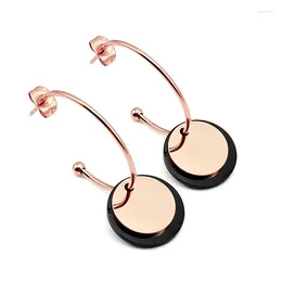 Hoop Earrings Korean Geometric Simple Circular For Women Stainless Steel Punk Metal Statement Party Elegant Jewelry Aretes