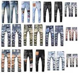 Designer Mens Amirs Jeans High Street Hole Star Patch Homens Mulheres Amirs Estrela Bordado Painel Calças Stretch Slim-Fit Jean Calças 01