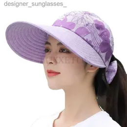 Viders Summer for Women Ponytail Visor UV Protection Bow Beach Hat Outdoor Ladies Wide Brim Sunshade Hats