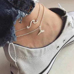 Anklets New Anklet Fashion Jewelry Ular Beach Anklet Seaside Wave Anklets for Women LTI Layer Best Anklets Wholesalel231219