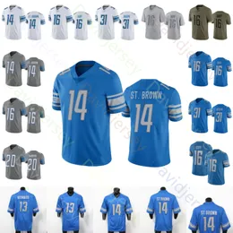 Custom Football Jersey Hendon Hooker Jared Goff Amon-Ra St. Brown David Montgomery Jahmyr Gibbs Reynolds LaPorta Sanders Joseph Houston Anzalone 4XL Women Youth