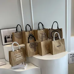 Yeni Etnik Stil Moda Üniversite Öğrencileri İçin Mommy Bag Sınıf El Çantası Büyük Kapasiteli Keten Bir Omuz Tote Çanta Kadınlar FMT-4109