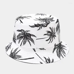 Berets LDSLYJR 2023 Baumwolle Cartoon Baum Druck Eimer Hut Fischer Outdoor Reise Sonnenkappe Für Männer Und Frauen 14