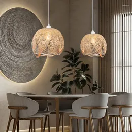 Pendant Lamps Japanese Vine Weave Long Lamp Dining Room Tea Bedside Zen Decorative Quiet Wind