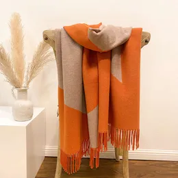 Rabbit Veet Core Yarn Scarf Women with Geometric Square Long Whiskers Imitating Cashmere for Warmth and Thick Shawl