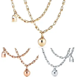 Fashion Luxury necklace hardwear jewelry designer lock ball pendant horseshoe necklaces for women party Rose Gold Platinum long Ch319S