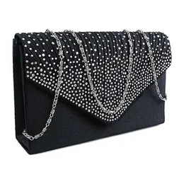 Kvällspåsar Bague Femme Ladies Large Satin Diamante Clutch Bag Party Envelope Sacos Saraas Mulheres 231219