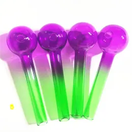 10cm Curved smoking pipes Glass Oil Burners Pipes with Different Colored Balancer Water Pipe ZZ