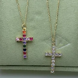 Anhänger Halskette Mode Zirkonkreuz Halskette für Frauen Figaro -Kette 2023 weibliche Schmuckgeschenke