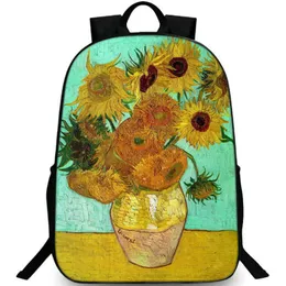 Solrosor ryggsäck Vincent Willem Van Gogh Daypack Les Tournesols School Bag Packsack Print Ruck Bild skolväska fotodagspaket