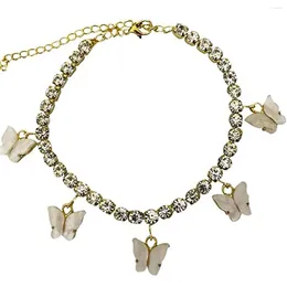 Collares colgantes 45 cm colorido mariposa oro plata cadena de diamantes de imitación