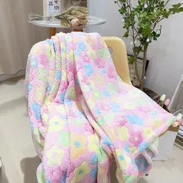 Blankets Swaddling Ins Pink Flower Soft Bed Blanket Cartoon Kids Blanket Microfiber Warm Plush Bedspreads Throw Blanket For Sofa Home Decor 231219