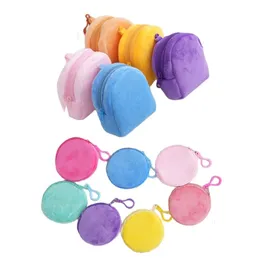 Anahtarlıklar Landards toptan 60pcslot 10cm DIY renkli madeni para çanta peluş oyuncaklar anahtarlık yuvarlak çanta kolye çocuklar için hediye kızı sırt çantası 231218