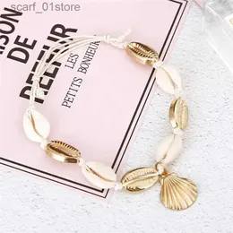 Anklets New Natural Shell Conch Rope Anklets for Women Foot Jewelry Summer Beach Barelet Carelet On Leg for Women 2019l231219