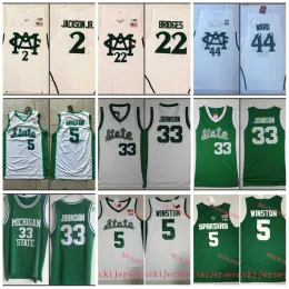 CUSTOM Jam 2 Jaren Jackson Jr. Jersey 22 Miles Bridges Jersey 44 Nick Ward 5 Cassius Winston 33 Magic Johnson Mens 2022 NCAA Stitched Colleg