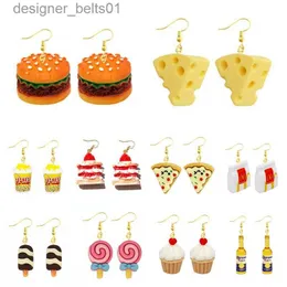 Stud Funny Resin Earrings for Women Cute Foods Hamburg Pizza Chicken Leg Can Bottle Handmade Can Kids Girls EardropC24319