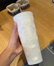 Canecas Starbucks com logotipo iridescente Bling arco-íris unicórnio sereia deusa cravejada de copo frio caneca de café com palha reutilizável presente 1221