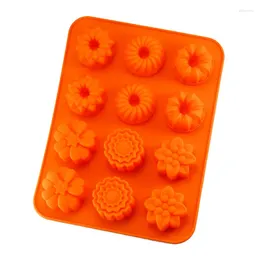 Moldes de cozimento 12 cavidade redemoinho flor em forma de mini silicone chiffon bolo molde fondant geléia pudim mousse molde diy ferramentas de pastelaria