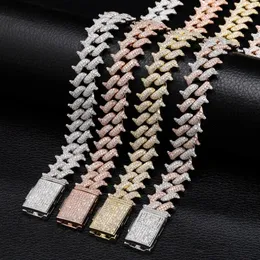 14mm Iced Out Chains Mens Designer Jewelry Link Chain Luxury Bling Rapper Hip Hop Miami Big Box Buckle Kuba Chain Full Of Zircon N3026