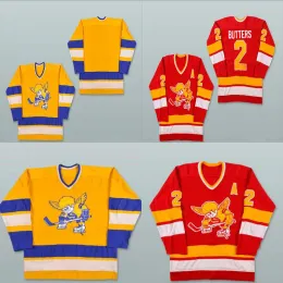 Maglia da uomo e da donna per ragazzi 2 Bill Butters Maglia Minnesota Fighting Saints 1972-73 Gialla 1976-77 Maglie da hockey personalizzate rosse 43