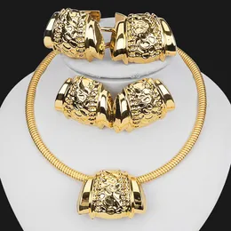 Bröllop smycken set afrikanska kvinnor set hänge halsband örhängen bröllop design armband ring smycken party brud dubai tillbehör gåva 231219