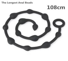 Nya längsta analpärlor 108 cm Anal Plug Sex Toys for Woment and Men Silicone Prostate Massager Erotic Flirt Toy Drop Y19102093950