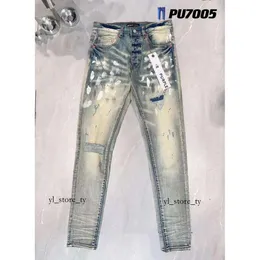 Herren Lila Marke Jeans 2023 Lila Marke Solide Streetwear Mode Schwarz Denim Slim Stretch 6955 2005