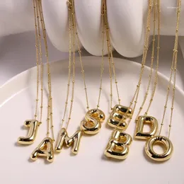 Pendentif Colliers Plaqué Or 18K Chunky Alphabet Chubby Hélium Ballon Bulle Lettre Initiale Collier Pour Femmes Garçon Fête Bijoux Cadeau