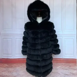 Pelliccia di pelliccia vera pelliccia femminile 2022 cappotto lungo inverno di lusso con cappuccio naturale giacca per pelliccia di volpe naturale più size femmine di alta qualità inverno jack invernale di alta qualità