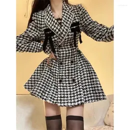 Casual Kleider Plaid Vintage Kawaii Kleid Frauen Patchwork Elegante Party Mini Weibliche Koreanische Mode Y2k Ein Stück 2023 Herbst