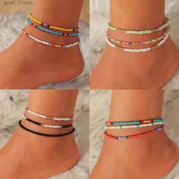 Anklets 3st/set Bohemian Colorful Pärlade pärlor Ankletter för kvinnor Summer Ocean Beach Handgjorda ankelarmband fotben strand smycken gåva231219