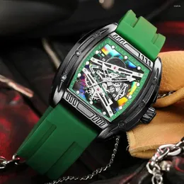Wristwatches Baogela Chronograph Quartz Watch for Men Tonneau Dial Military SportWatch Na ręka z pomarańczowym silikonowym paskiem auto data