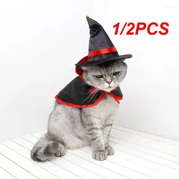 Trajes de gato 1/2pcs Pet Halloween Cloack Xaile Quente Bonito Cosplay Vampiro Capa Chapéu Kawaii Capa Roupas Cão Papagaio