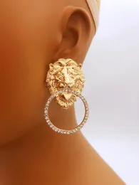 Boucles d'oreilles rondes tête de lion élégantes, idéales pour la tenue quotidienne des femmes, bijoux pour femmes 231219