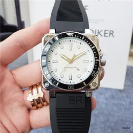 Mens Watch Top Quartz Movement br Watches Square Case Rubber Strap Plain Lifestyle Waterproof Wristwatch Analog Ceramic Bezel Fash2176