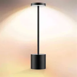 Prosta bezprzewodowa lampa stołowa LED Metalowe ładowce USB 2-poziomowe jasność Nocna Lampka Lampa czytania Lampa odczytu do restauracji H22042271k