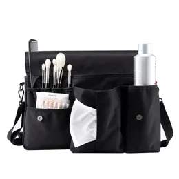 Kosmetiska väskor fall rownyeon makeup artist väska studio väska midjepåsar förvaring för makeupartist hårstylist med vävnadsfickborstar hållare 231219