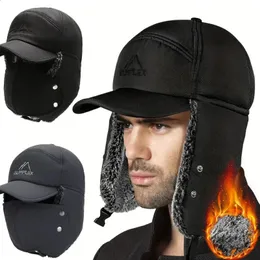 Cappelli da cacciatore Cappelli termici per freddo estremo Inverno caldo addensato Cappello bomber in pelliccia sintetica Uomo Papà Maschera paraorecchie Sci da neve Morbido peluche Gorro Cap 231219