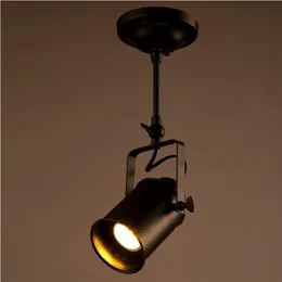 Loft vintage LED -spårlampor smidesjärn taklampor Klädbar Spotlight Industrial American Style Rod Spot Lighting306B