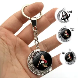 Bag Parts Accessories Fashion AZ Initial Alphabet Flower Key Chain Rotating Moon Doublesided Letters Keychain Unisex Bags Party Gifts 231219